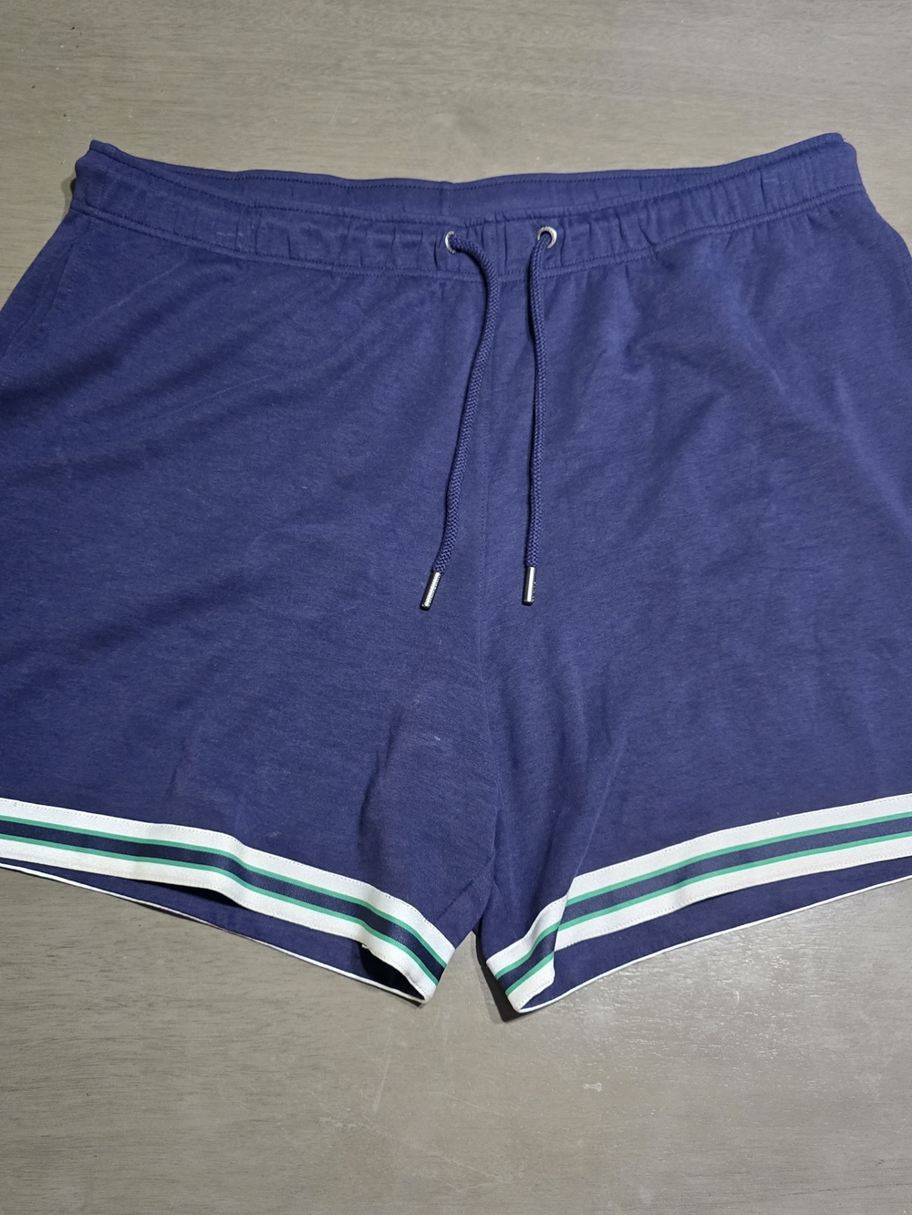 Psycho Bunny Navy Athletic Shorts with White and Green Trim